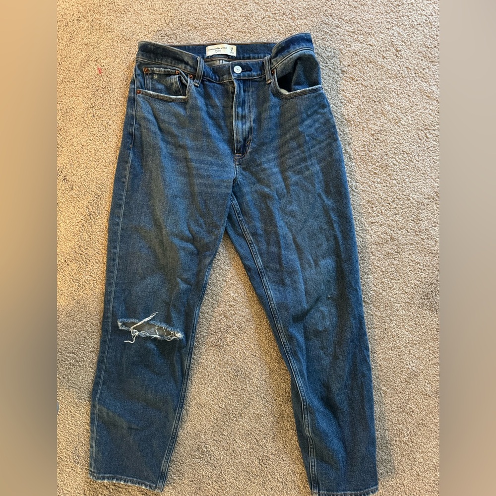 Abercrombie High Rise Mom Distressed Jeans